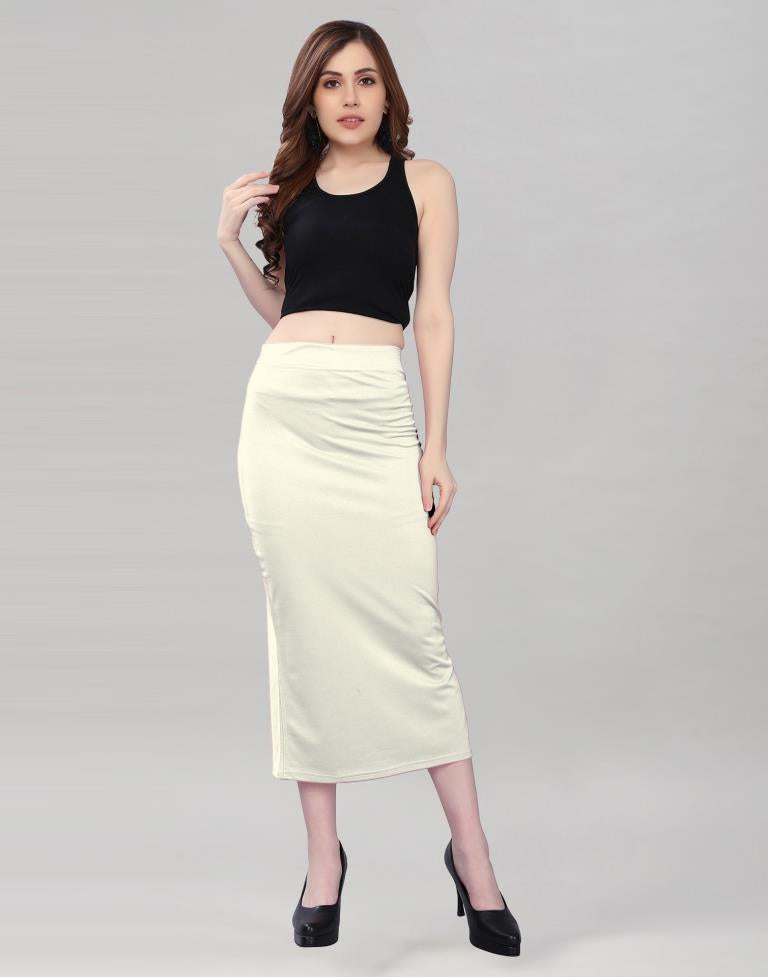 Cream Coloured Lycra Solid Saree Shapewear | Sudathi