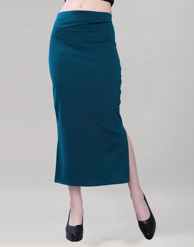 Pine Green Coloured Lycra Solid Saree Shapewear | Sudathi