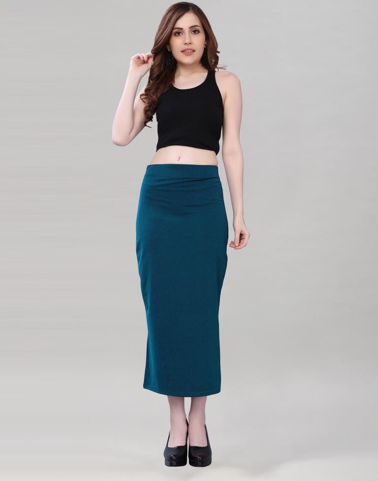Pine Green Coloured Lycra Solid Saree Shapewear | Sudathi