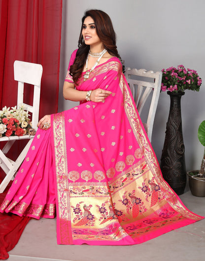 Rani Pink Paithani Silk Saree | Leemboodi