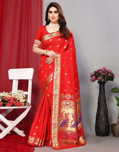 Red Paithani Silk Saree | Leemboodi