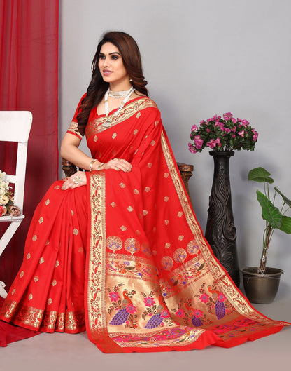 Red Paithani Silk Saree | Leemboodi