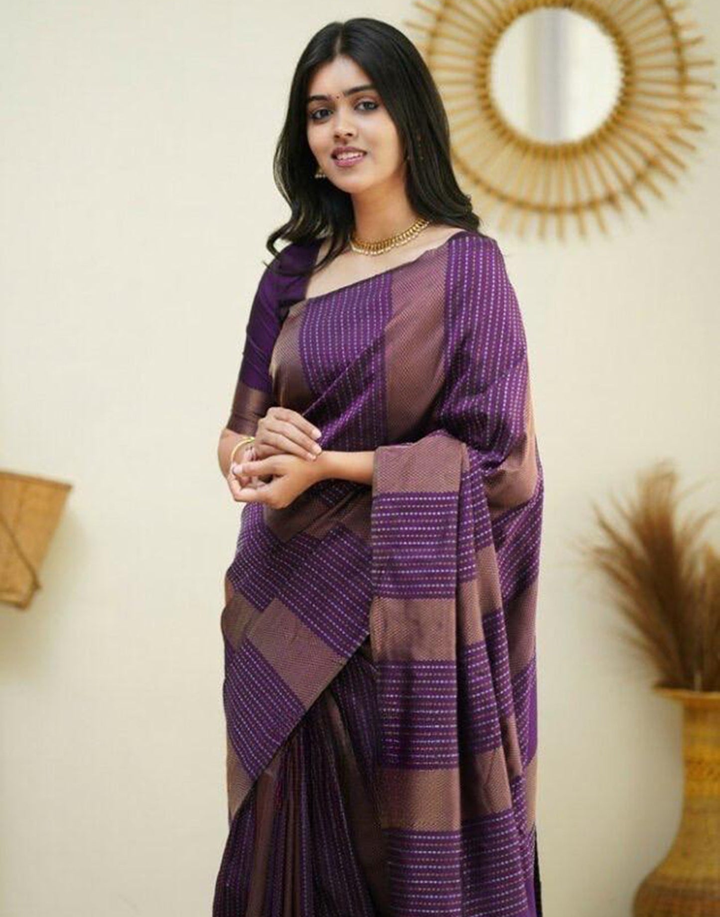 Wine Banarasi Silk Saree | Sudathi