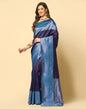 Navy Blue Self Woven Silk Saree | Sudathi