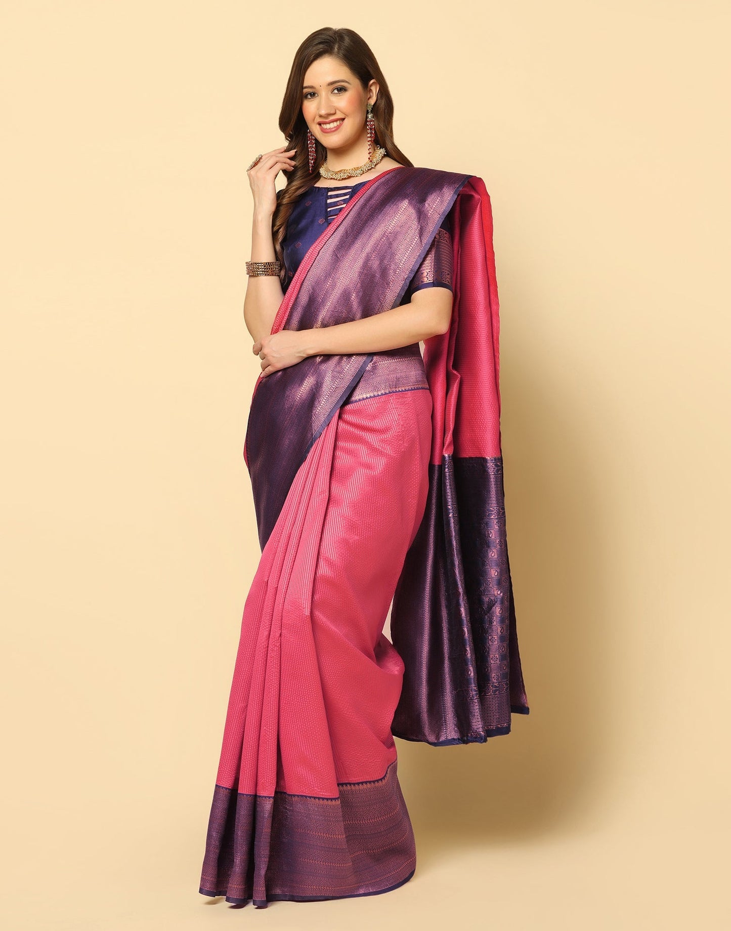 Pink Self Woven Silk Saree | Sudathi