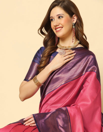 Pink Self Woven Silk Saree | Sudathi