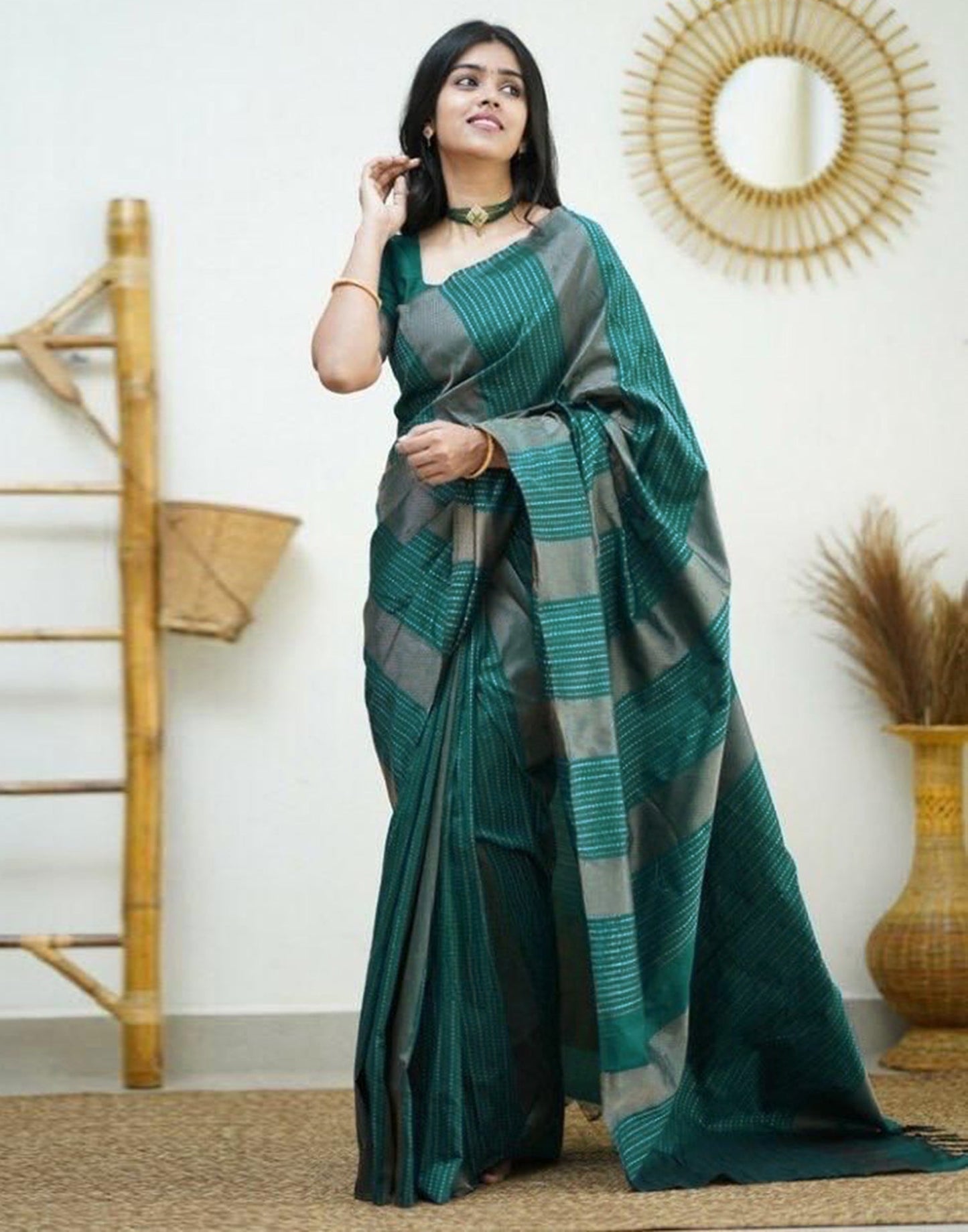 Green Banarasi Silk Saree | Sudathi