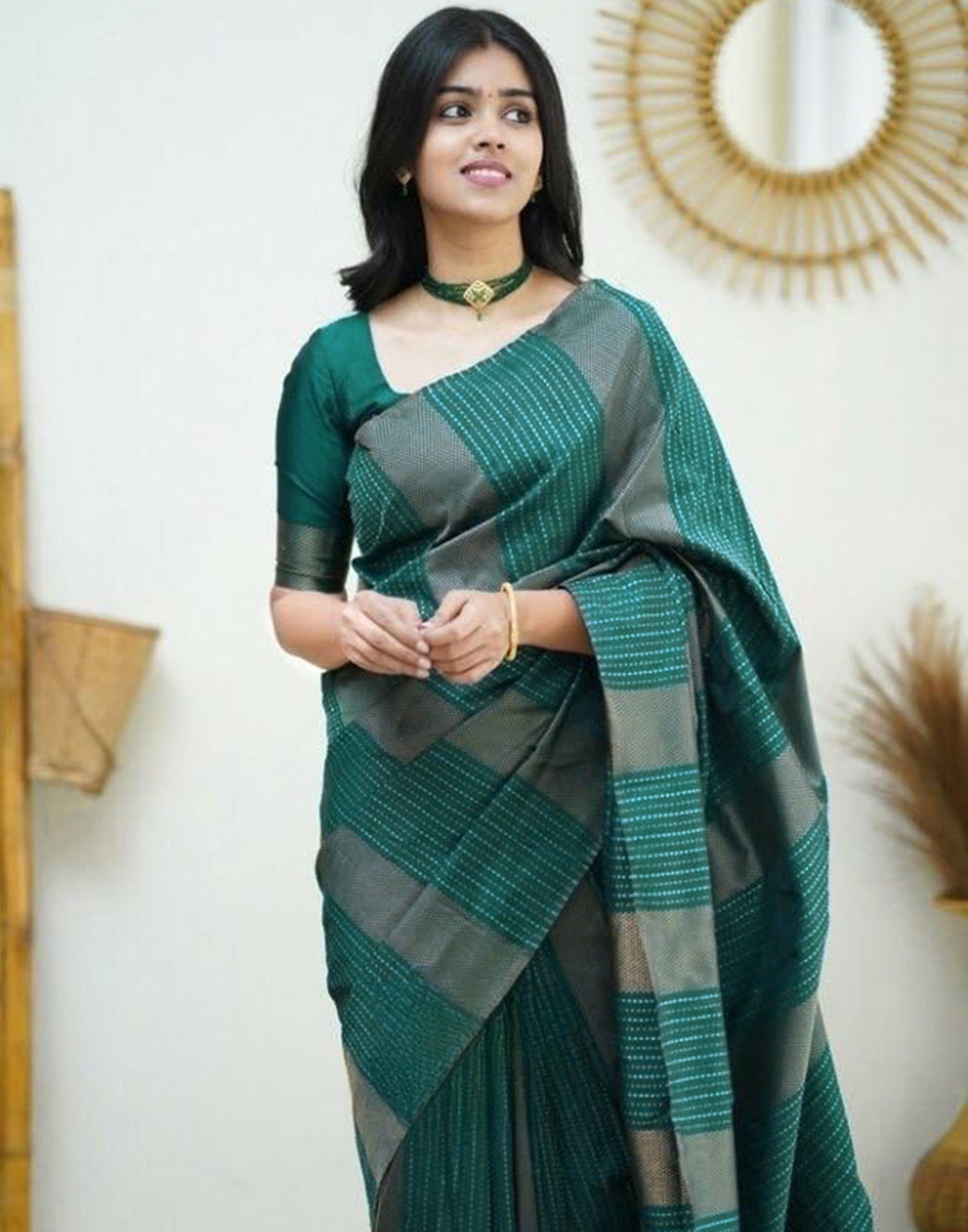 Green Banarasi Silk Saree | Sudathi