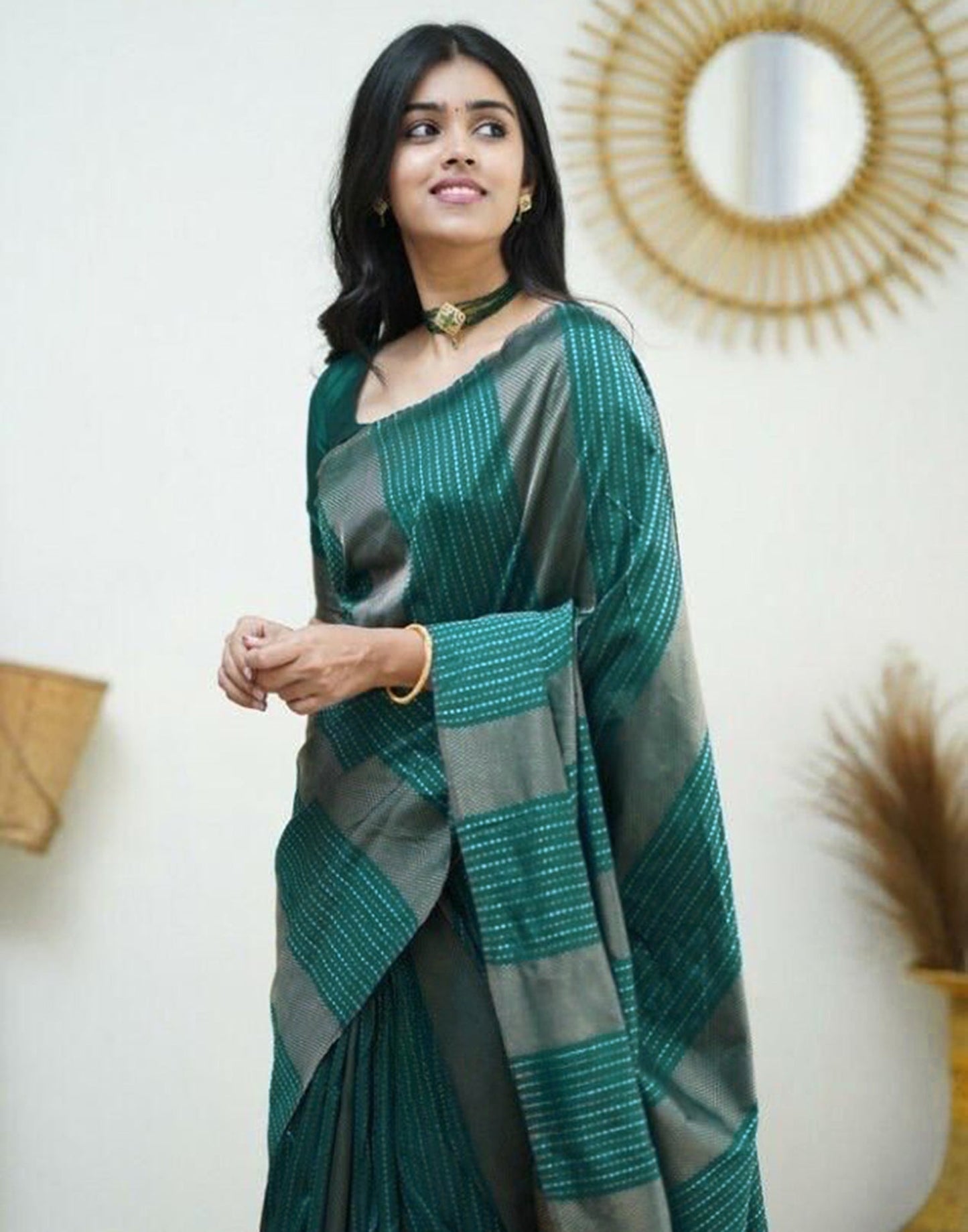 Green Banarasi Silk Saree | Sudathi
