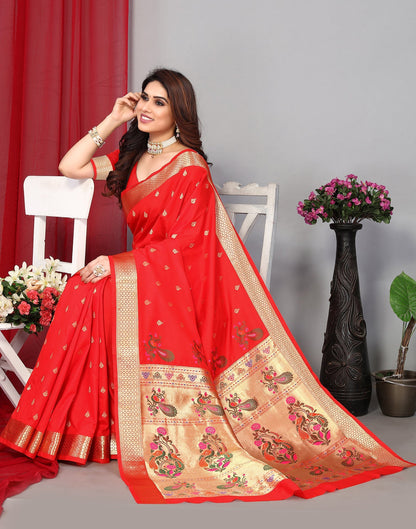 Red Banarasi Silk Saree | Leemboodi