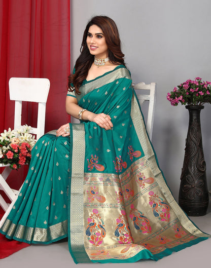 Rama Green Banarasi Silk Saree | Leemboodi