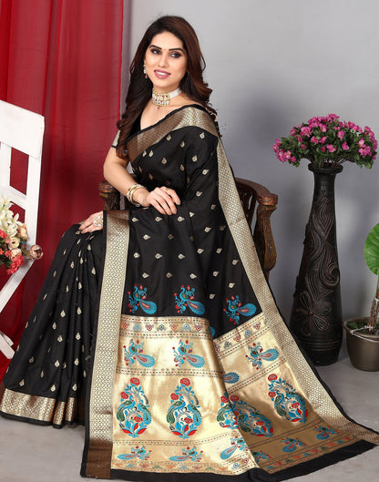 Black Banarasi Silk Saree | Leemboodi