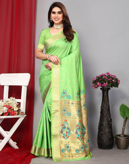 Perrot Green Banarasi Silk Saree | Leemboodi