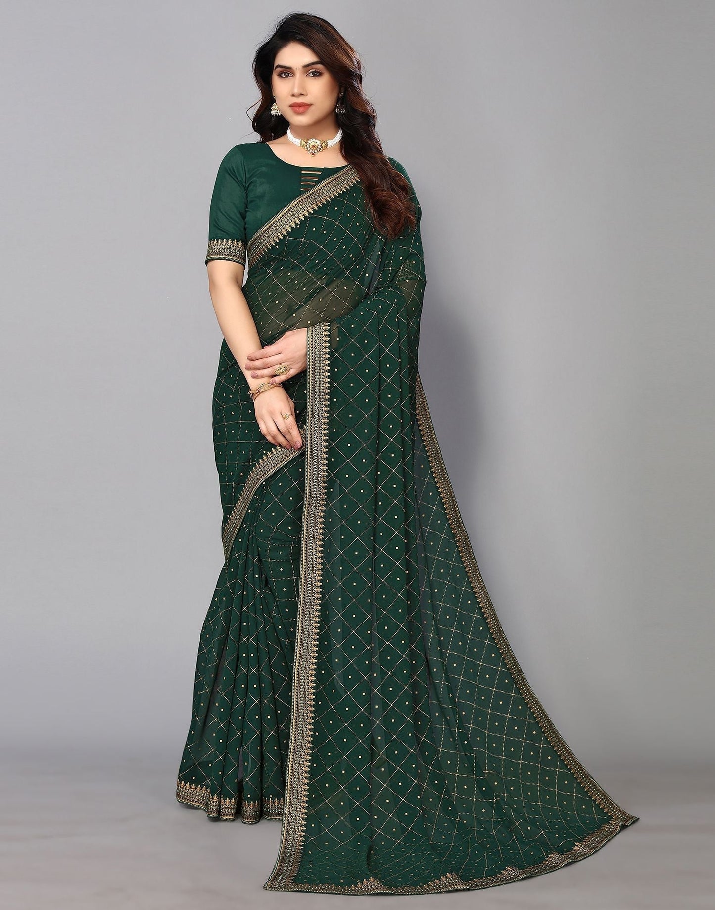 Green Printed Saree | Leemboodi