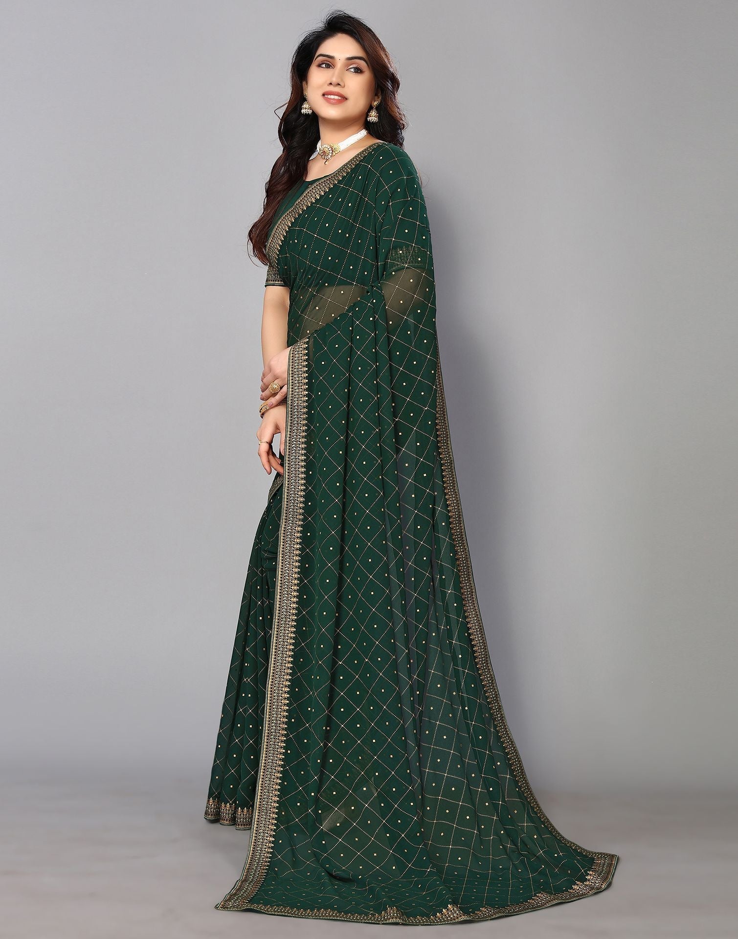 Green Printed Saree | Leemboodi