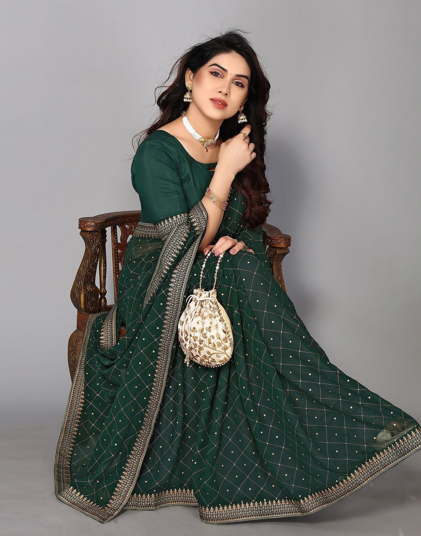 Green Printed Saree | Leemboodi