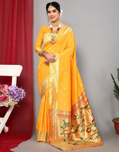 Yellow Paithani Silk Saree | Leemboodi