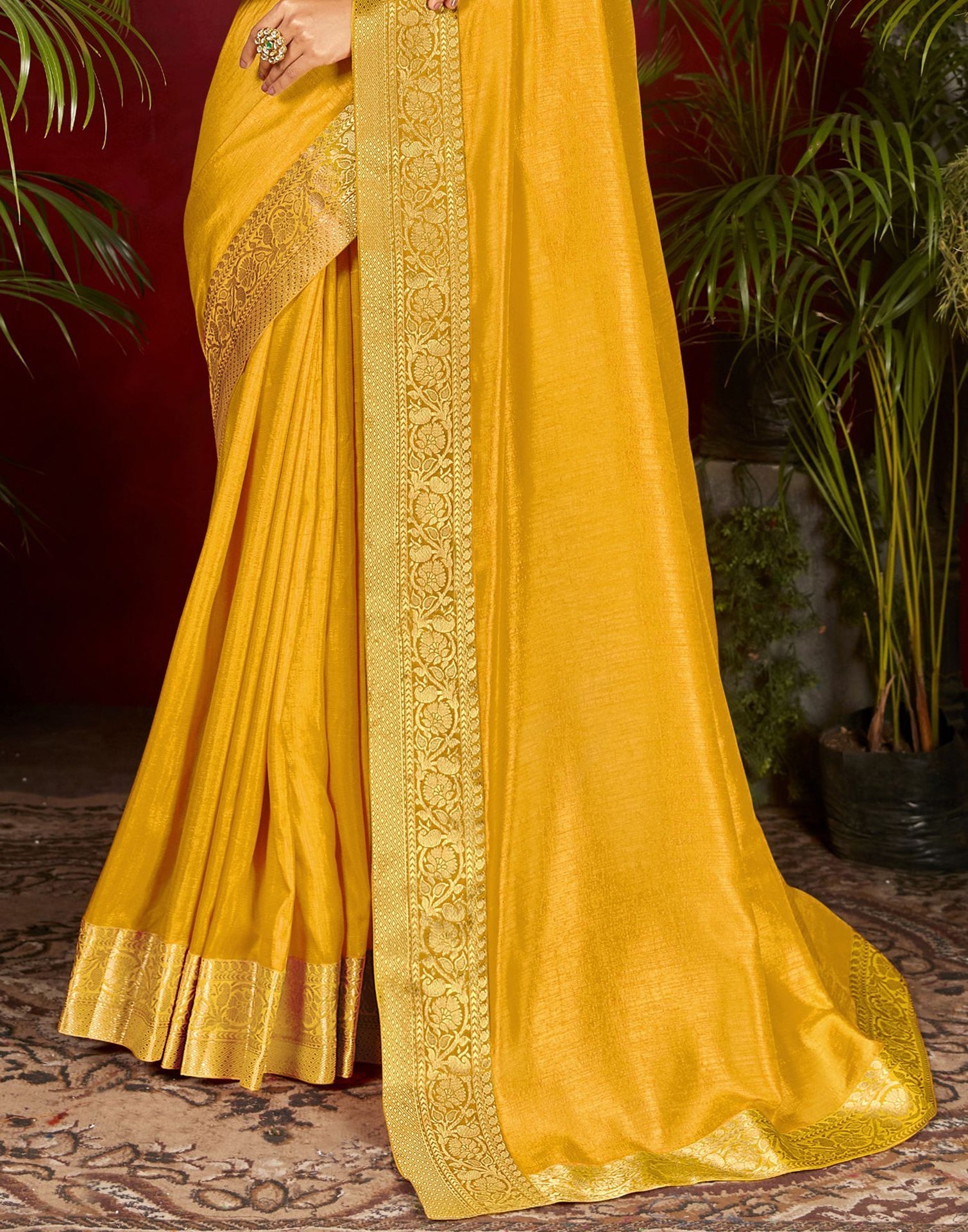 Yellow Plain Silk Saree | Sudathi