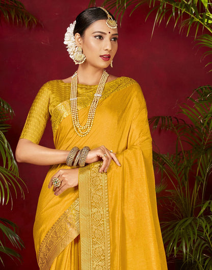 Yellow Plain Silk Saree | Sudathi