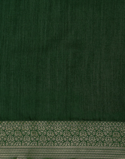 Dark Green Plain Silk Saree | Sudathi