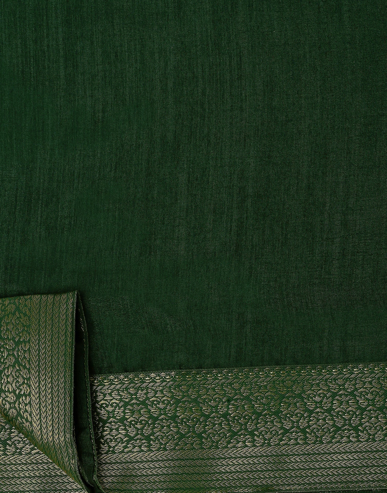 Dark Green Plain Silk Saree | Sudathi