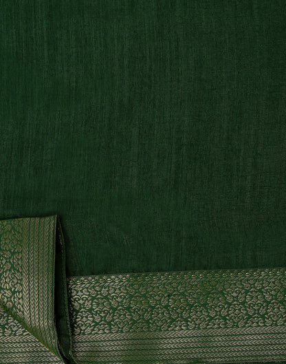 Dark Green Plain Silk Saree | Sudathi