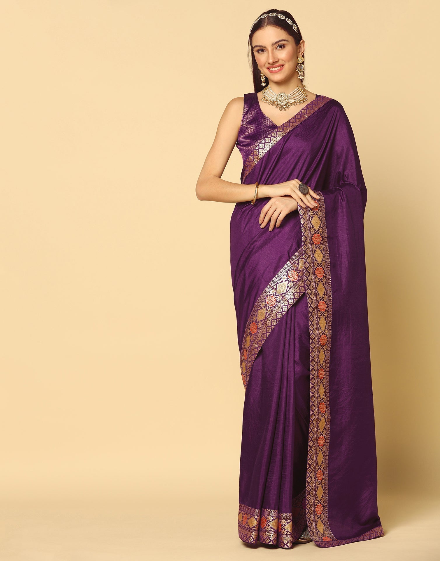 Purple Plain Silk Saree | Sudathi