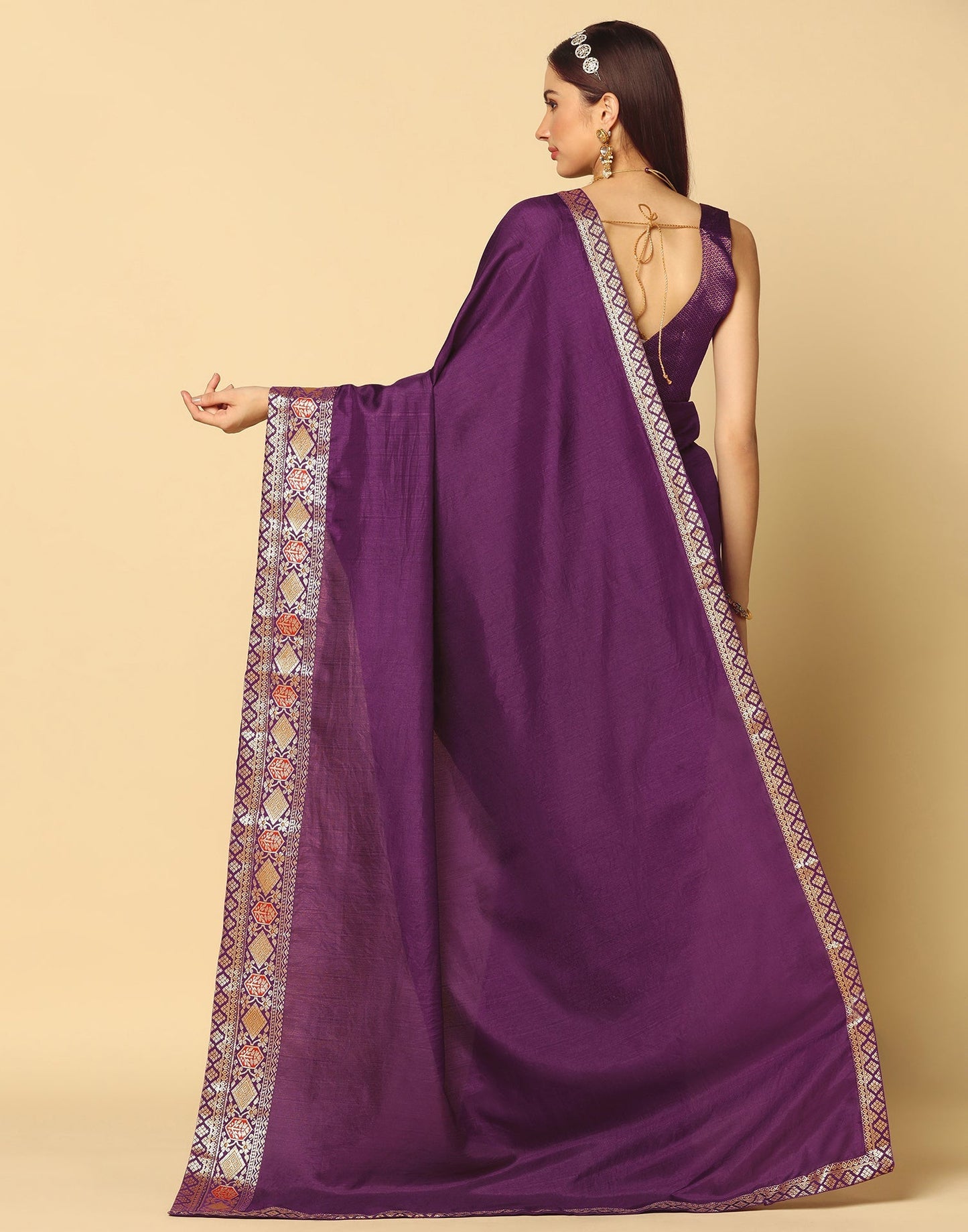 Purple Plain Silk Saree | Sudathi