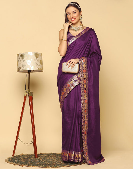 Purple Plain Silk Saree | Sudathi