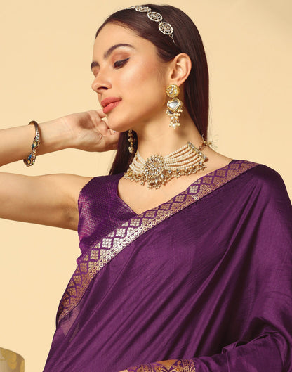 Purple Plain Silk Saree | Sudathi