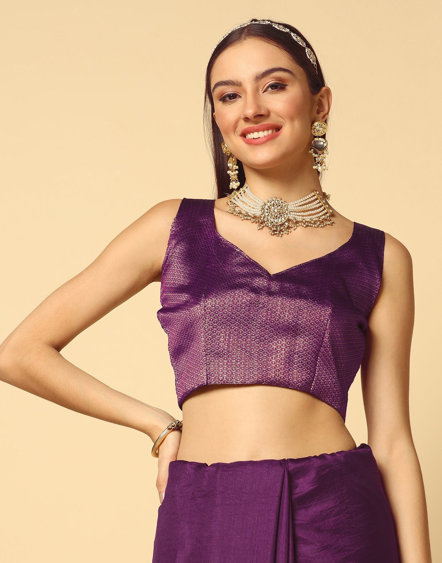 Purple Plain Silk Saree | Sudathi