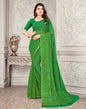 Green Yellow Printed Chiffon Saree | Sudathi