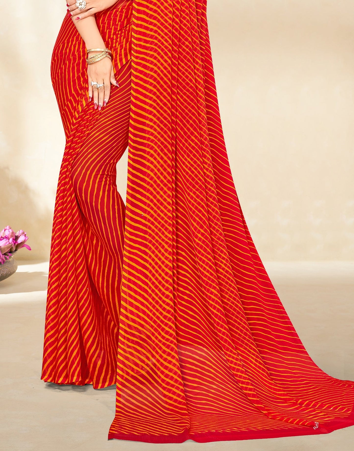 Maroon Printed Chiffon Saree | Leemboodi