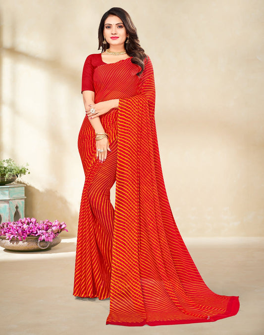 Maroon Printed Chiffon Saree | Leemboodi