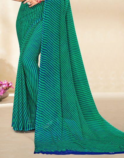 Rama Green Printed Chiffon Saree | Leemboodi