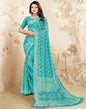 Turquoise Bandhani Chiffon Saree | Leemboodi