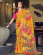 Yellow Printed Chiffon Saree | Sudathi