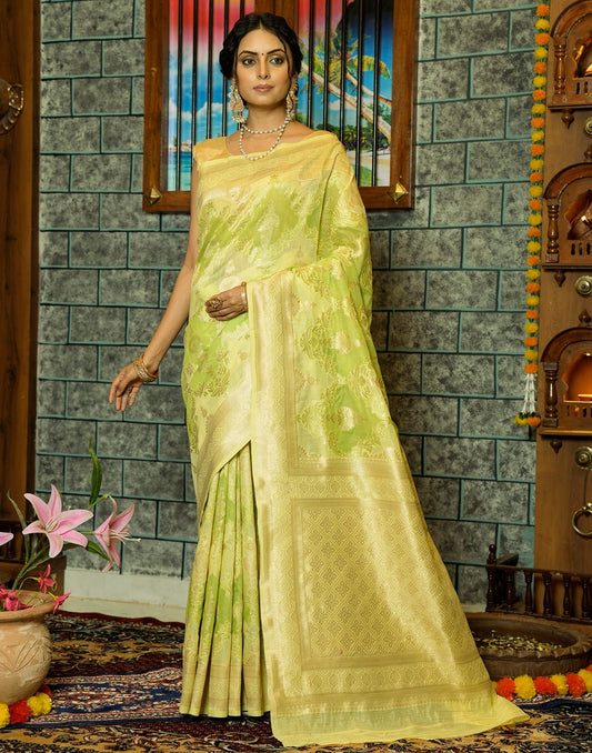 Light Green Banarasi Silk Saree | Leemboodi
