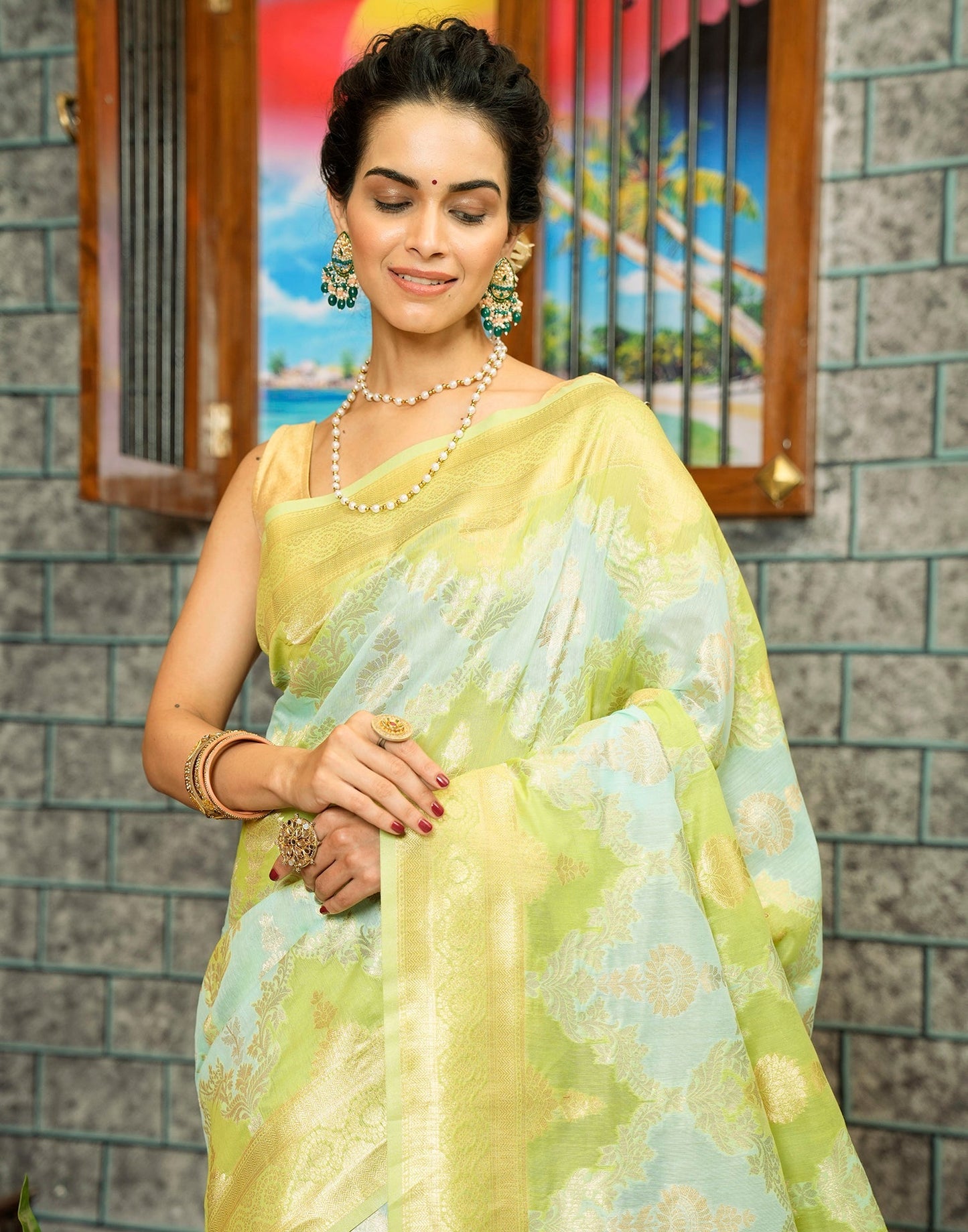 Light Green Banarasi Silk Saree | Leemboodi