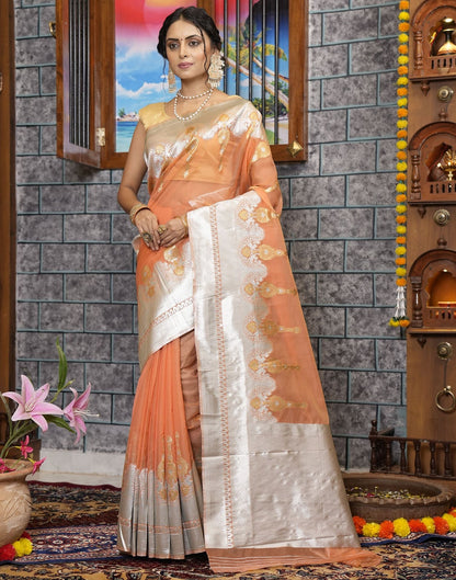 Peach Organza Saree | Leemboodi