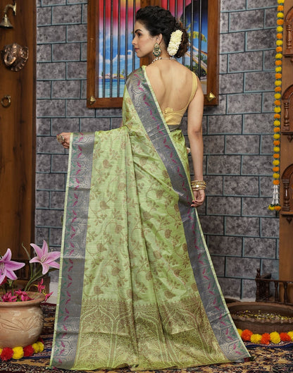 Pista Green Banarasi Silk Saree | Leemboodi