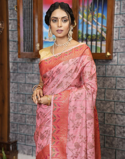 Pink Banarasi Silk Saree | Leemboodi