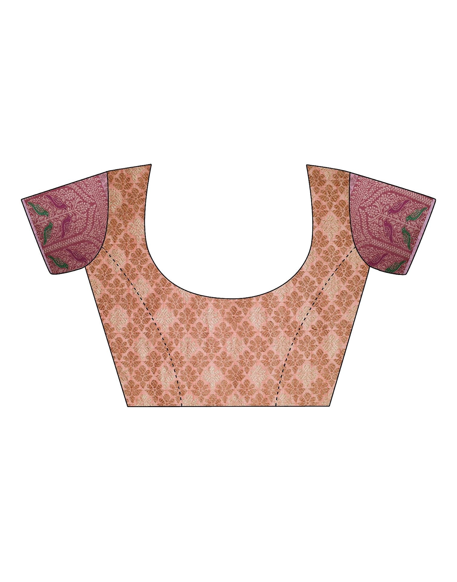 Peach Banarasi Silk Saree | Leemboodi