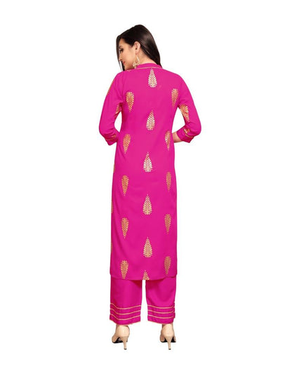 Pink Foil Printed Rayon Kurti | Leemboodi