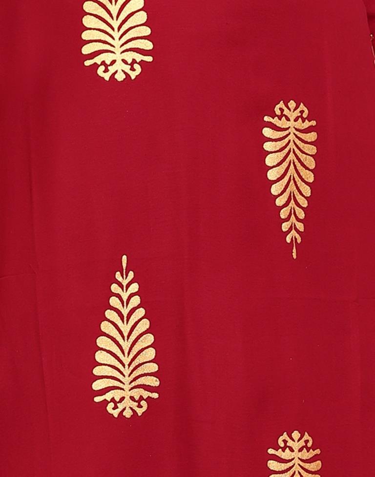Flamboyant Maroon Coloured Foil Printed Rayon Kurti | Sudathi