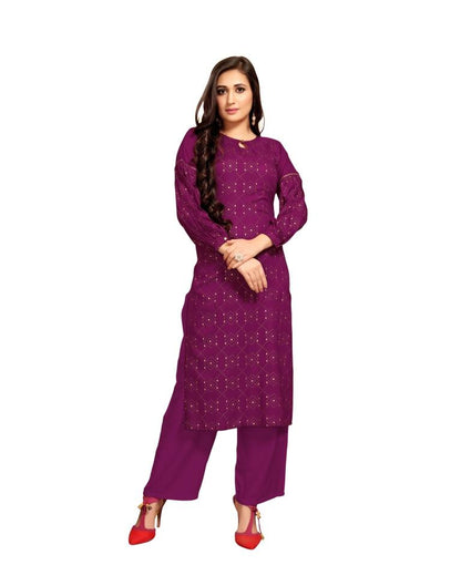 Purple Printed Kurti | Leemboodi