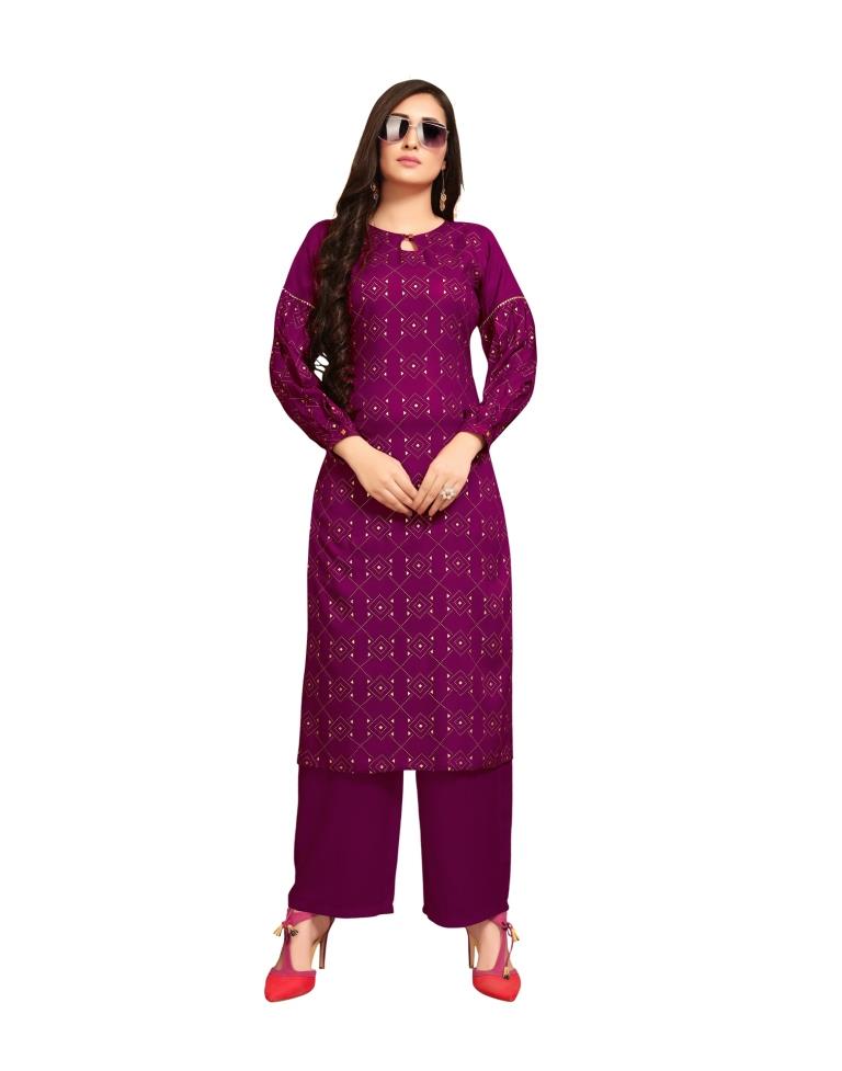 Purple Printed Kurti | Leemboodi