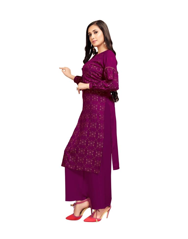 Purple Printed Kurti | Leemboodi