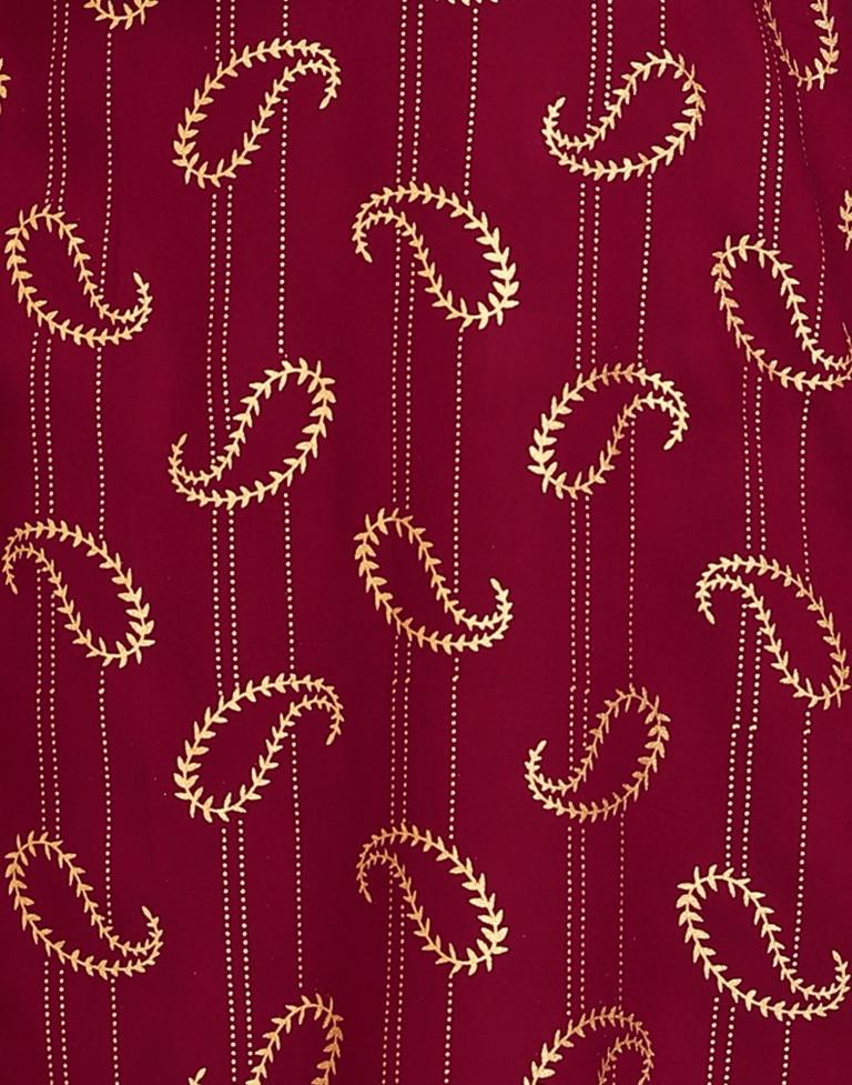 Epitome Maroon Coloured Foil Printed Rayon Kurti | Sudathi
