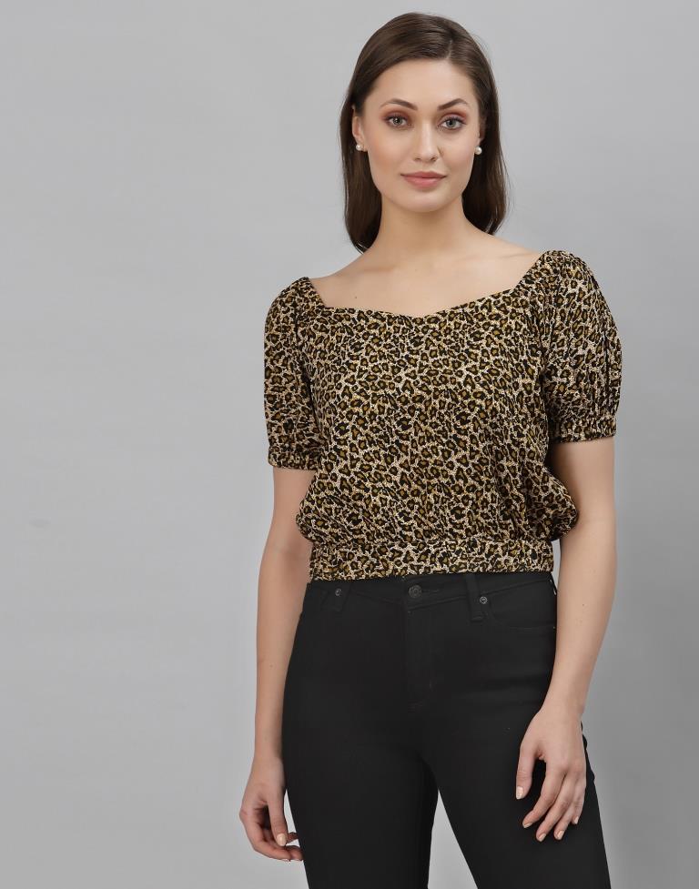 Brown Animal Printed Top | Sudathi